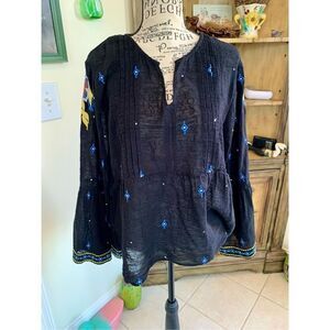 Roller Rabbit Navy Embroidered Tunic